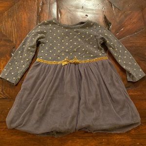 Carters Girls 18 Months Grey Gold Sparkle Long Sleeve Dress w/ Tulle